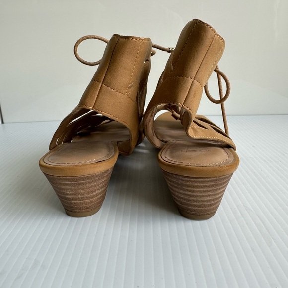 Franco Sarto Lace Up Wedge Sandals Tan Size 9.5 Summer - Picture 6 of 10
